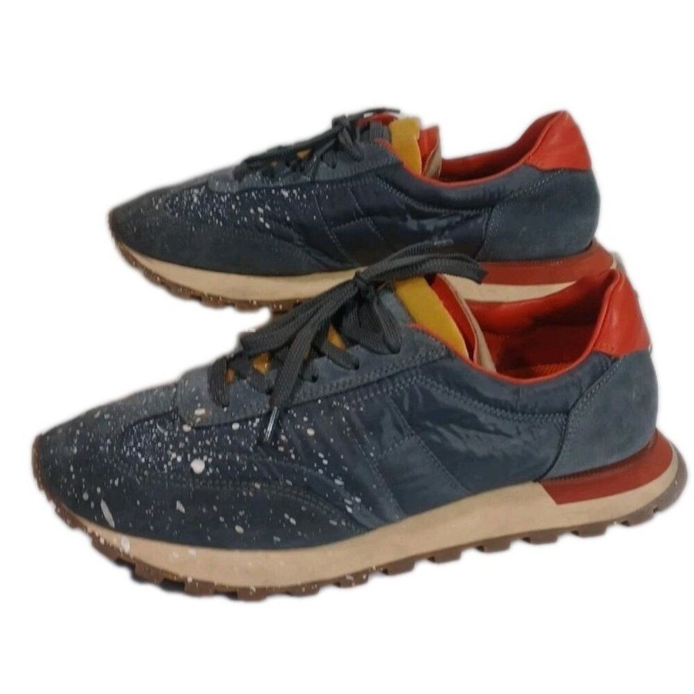 Maison Margiela 10 Men's 22 Retro Runner Gray Paint Splatter Low Top Sneakers 40